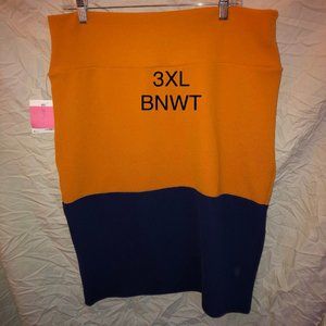 LULAROE CASSIE SKIRT -NWT 3XL NAVY AND ORANGE